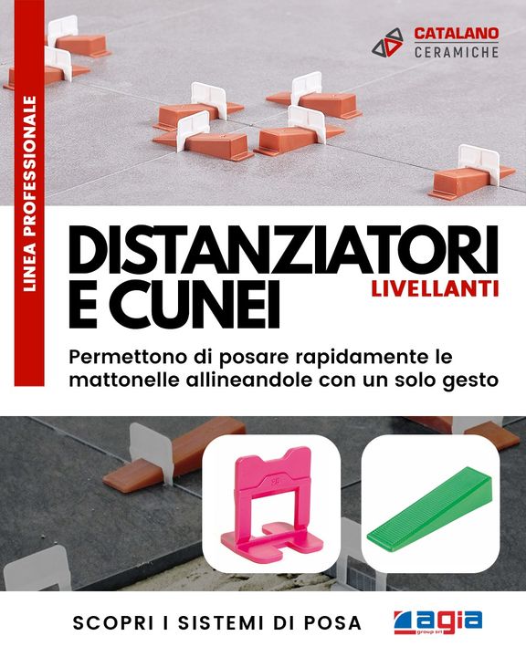 Per una posa perfetta scopri i sistemi con #distanziatori e #cunei #livellanti di Agia Group.