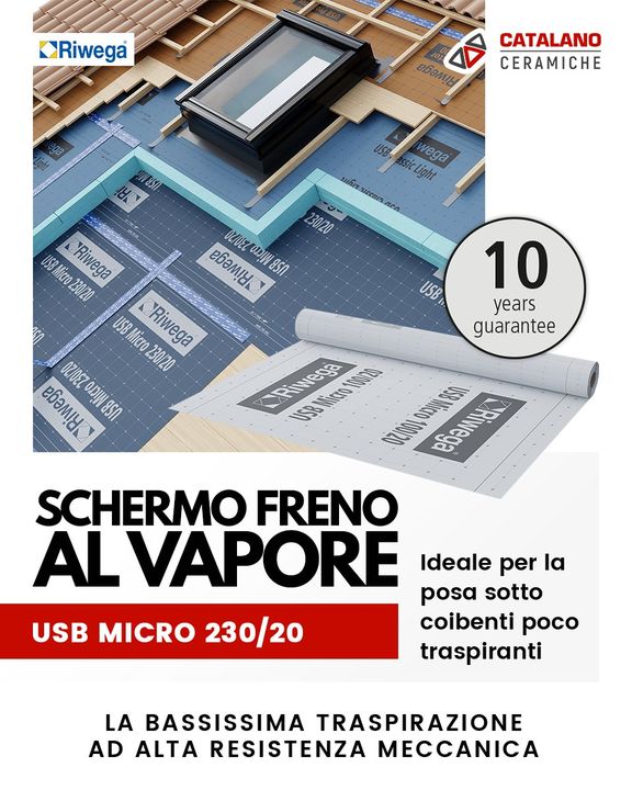 USB Micro 230/20 di Riwega è lo schermo freno al vapore dalla bassissima traspirazione ad alta resistenza meccanica.