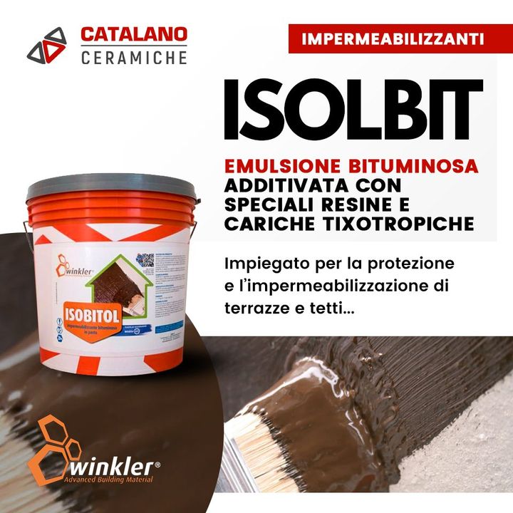 Isolbit è l'emulsione bituminosa impermeabilizzante di Winkler Waterproofing Systems , additivata con speciali resine e cariche tixotropiche.