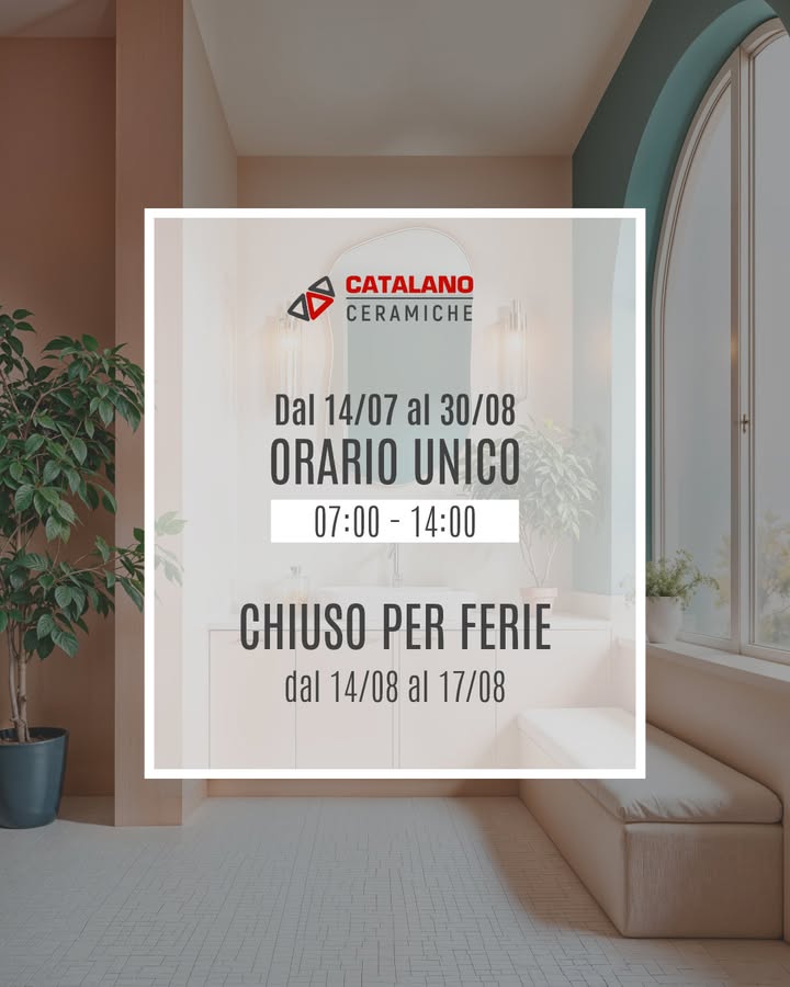 📣 Avviso ai clienti
Dal 14 luglio al 30 agosto osserveremo
